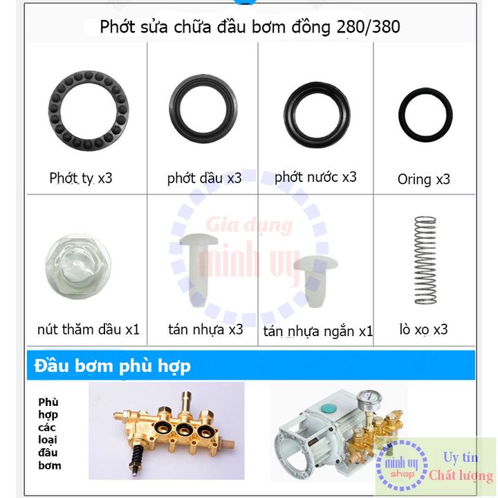 Bộ phốt sửa chữa máy rửa xe 280/380 - Bộ phốt sửa chữa máy rửa xe 55/58