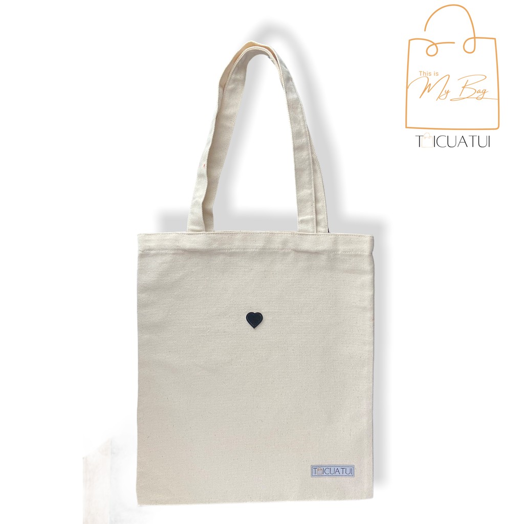 [TOTE BAG LOCAL BRAND] Túi Tote TUICUATUI Vải Canvas Nhiều Màu Icon Thêu Tim Đen Đơn Giản