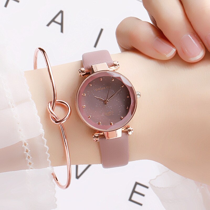 Đồng Hồ Nữ Chính Hãng DouKou TD1 Dây Da Cao Cấp Thời Trang Đính Đá Sang Chảnh Đẹp Giá Rẻ