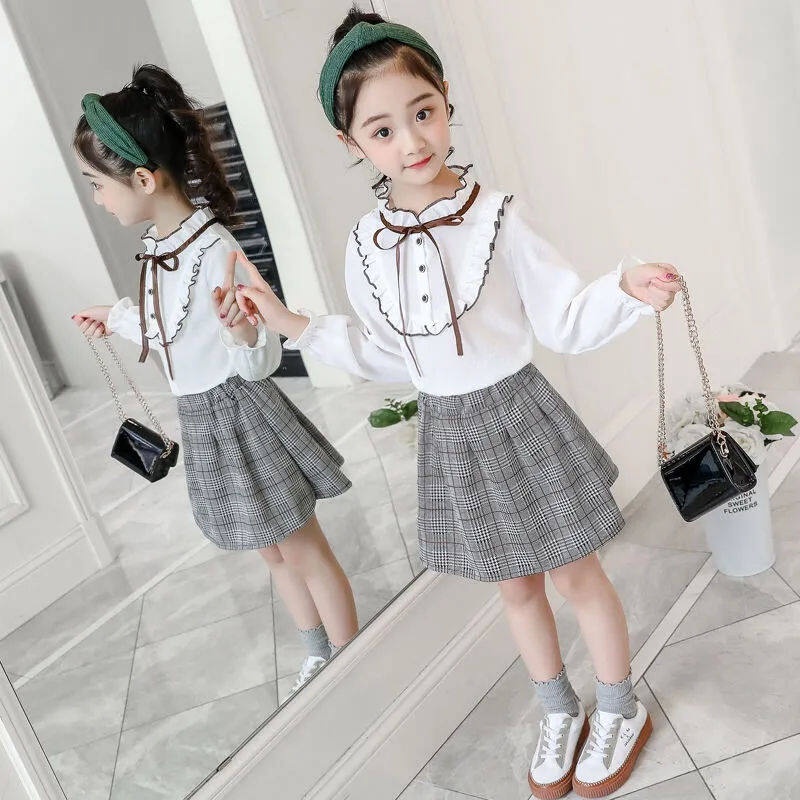 Bộ 2 Món Áo Thun + Chân Váy Thời Trang Hàn Quốc Chất Lượng Cao Cho Bé Gái Từ 3-4 - 5-6 - 7-8 - 9-10 - 11-12 Tuổi