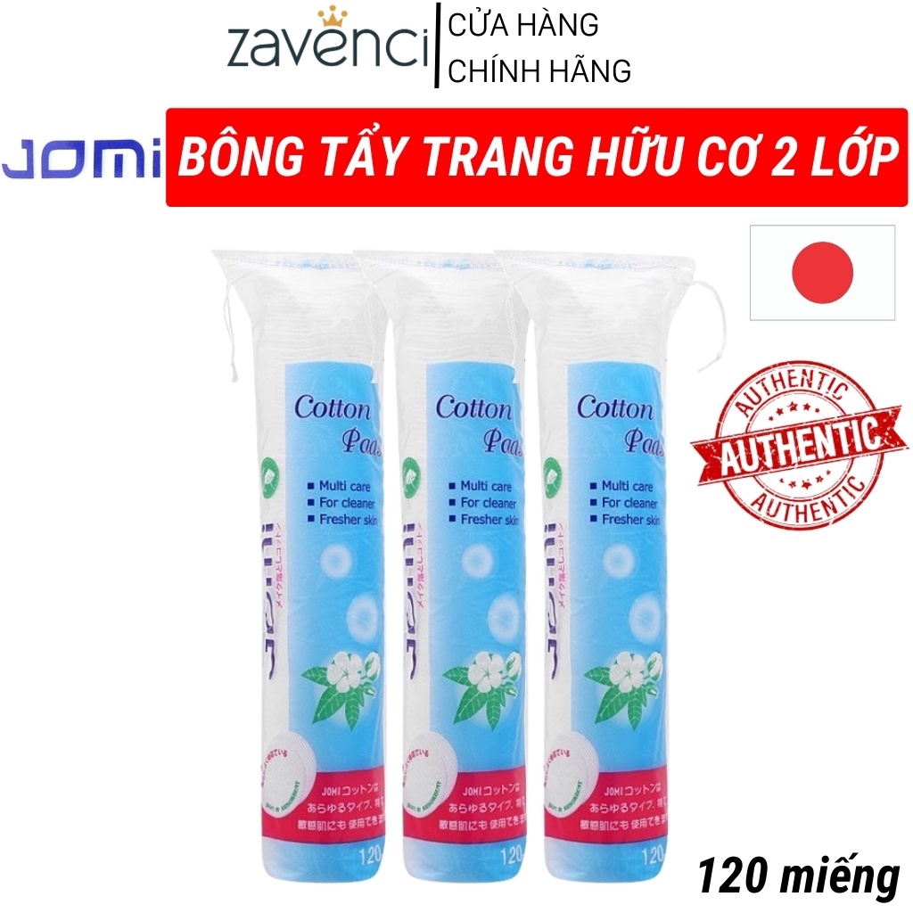 Bông tẩy trang JOMI Thuần Hữu Cơ Tẩy Trang Hiệu Quả Lớp Bông Siêu Mị (120 miếng)