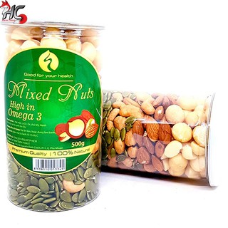 Mix 4 loại hạt đã tách vỏ bí xanh, điều, mắc ca, hạnh nhân_hộp 500gr