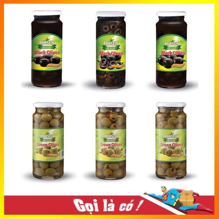 Quả Ô Liu (oliu/olives) đóng hộp nhãn hiệu Hosen - Hộp 3kg - Nhập khẩu Tây Ban Nha