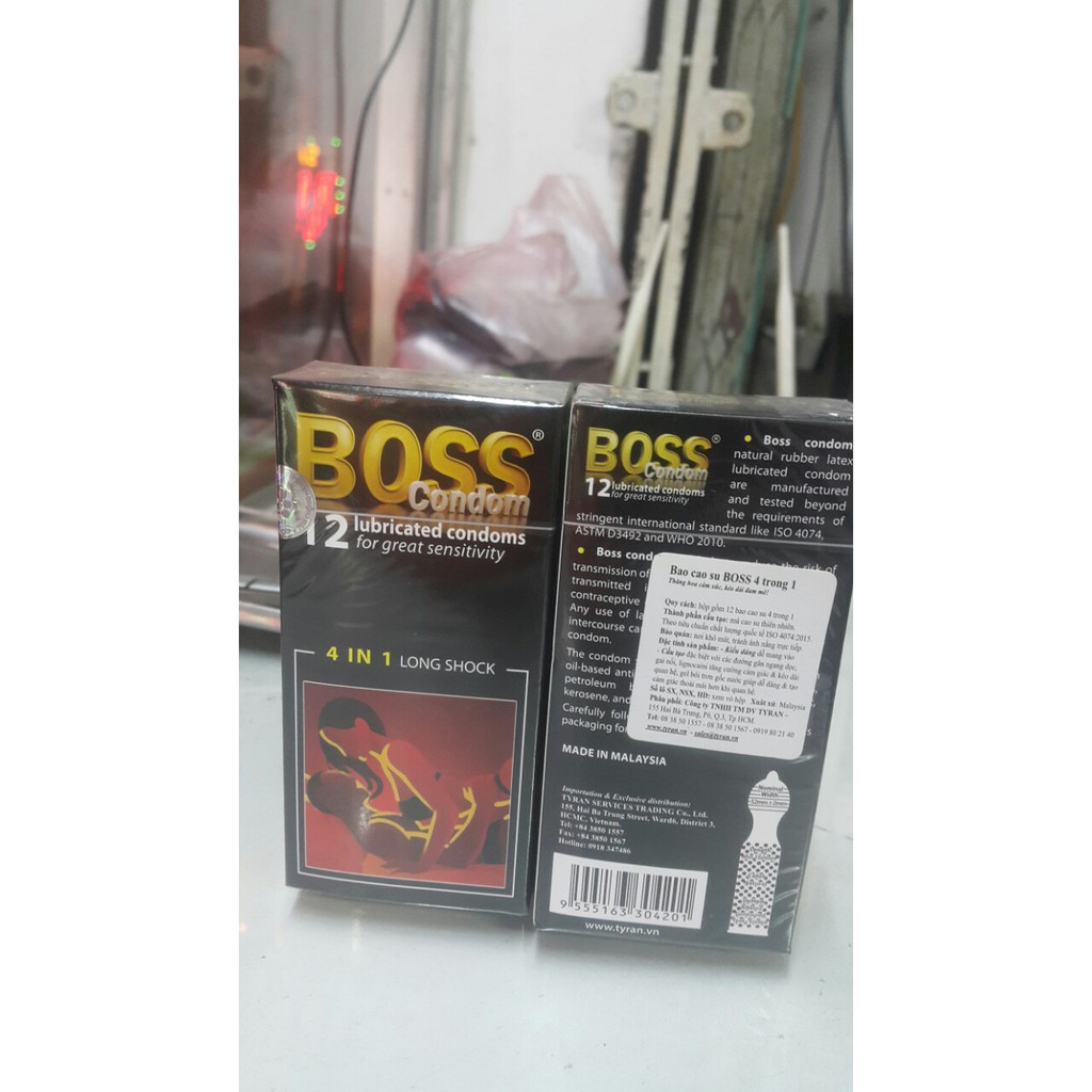 Bao cao su 4in1 Boss Kéo dài thời gian hộp 12 bcs