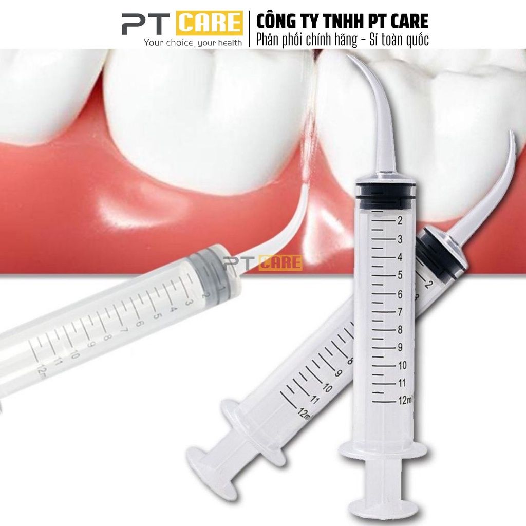 PT CARE | Ống Tiêm Đầu Cong Vệ Sinh Răng Miệng Sau Tiểu Phẩu (12ml)