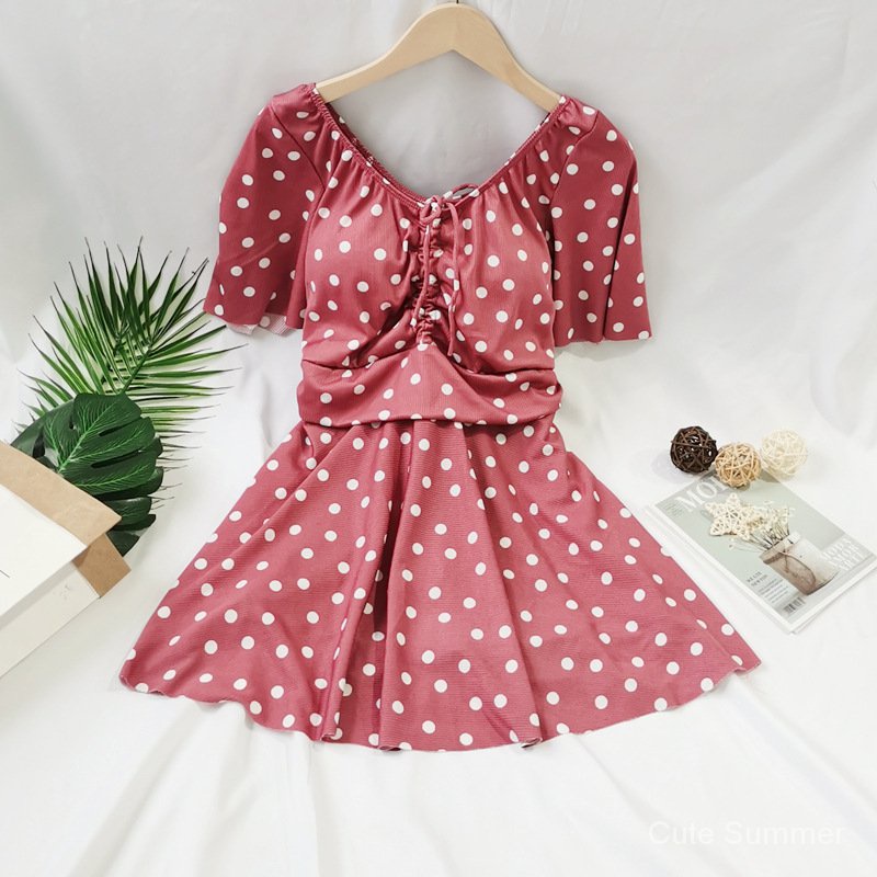 Đầm Bơi Hai Mảnh Hở Lưng Họa Tiết Chấm Bi Thời Trang Gợi Cảm Cho Nữ | BigBuy360 - bigbuy360.vn