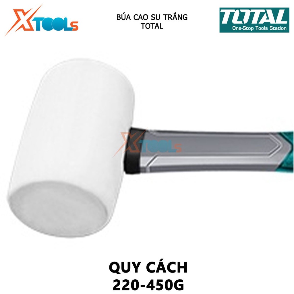 Búa cao su trắng TOTAL | búa cầm tay mini Chất liệu: Cao su chịu dầu và chịu mài mòn, dùng cho những bề mặt, vật liệu dễ