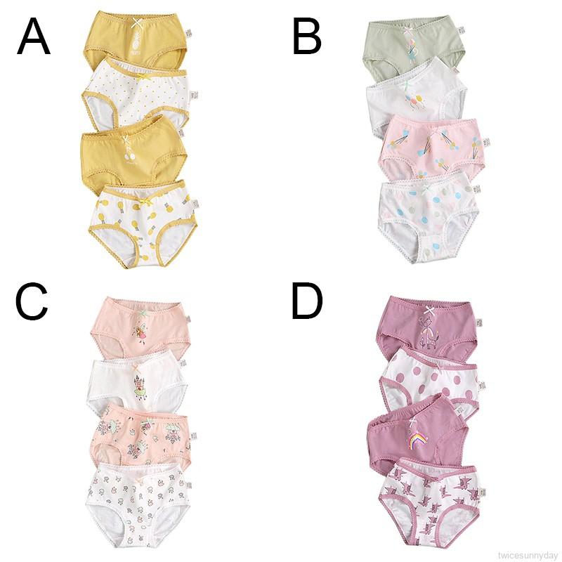 Set 4 Quần Lót Cotton Cho Bé Gái Từ 2-7 Tuổi