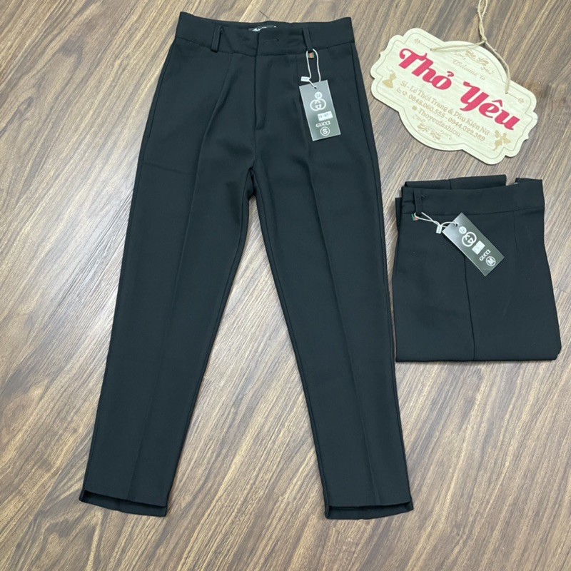 Quần Baggy nữ Vải Korean cạp cao, Quần tây công sở 2 gấu lệch đường may chắc chắn -Ms 02201