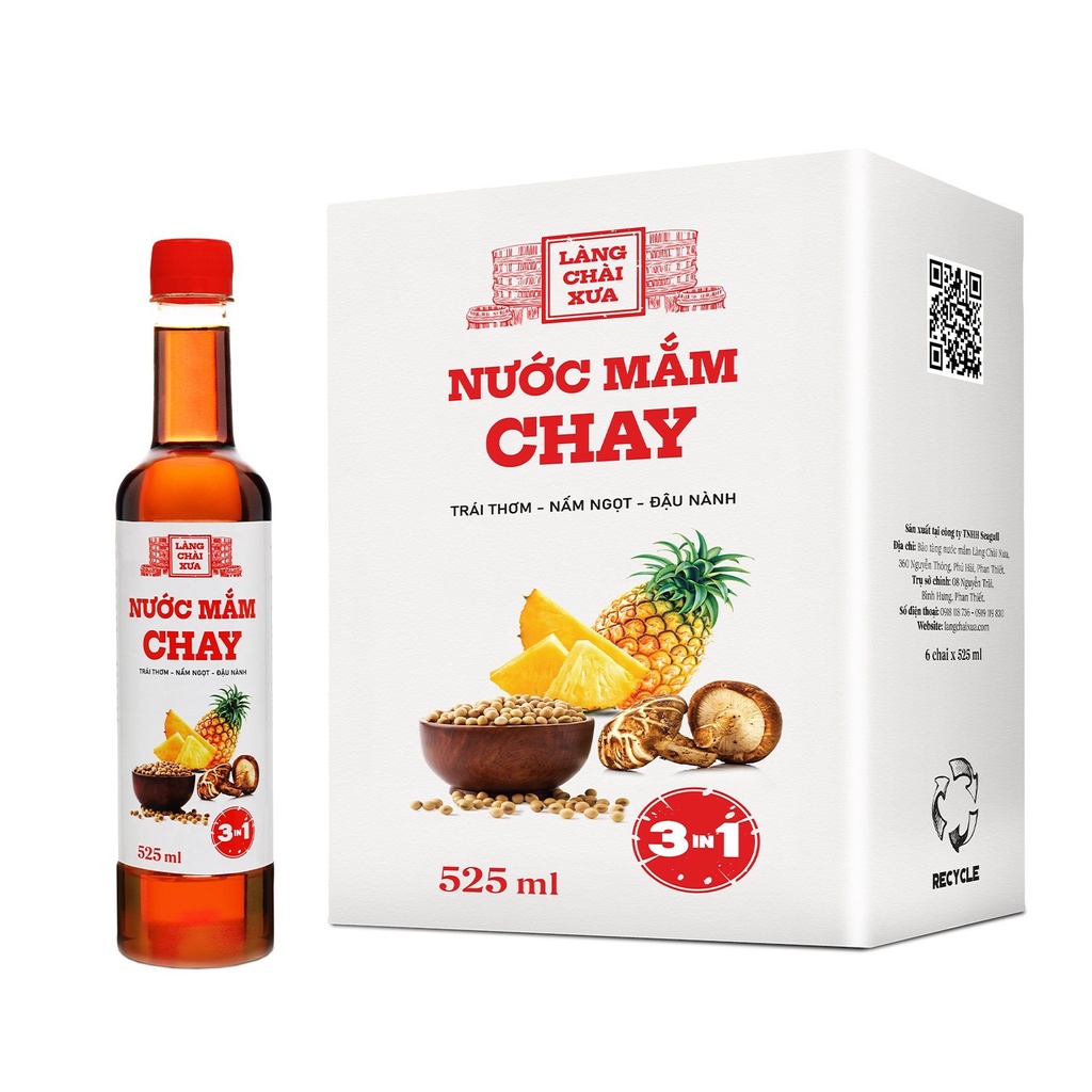 [Combo 4 Chai] Nước Mắm Nhỉ Làng Chài Xưa Cá Cơm Than, Tôm Biển, Cá Cơm Vàng Ruột Đỏ, Chay 3 trong 1 525ml/chai nhựa