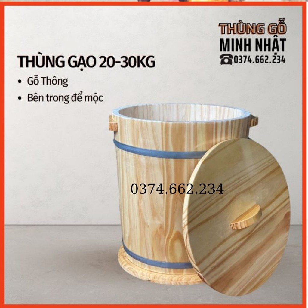 Thùng gỗ đựng gạo 20kg-30kg⚡️GIÁ XƯỞNG⚡️thùng gỗ đựng gạo phong thủy tránh côn trùng,ẩm mốc