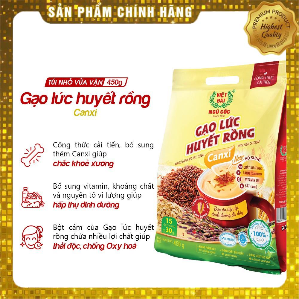 Bột ngũ cốc Gạo lức Huyết Rồng Canxi Việt Đài túi 600g