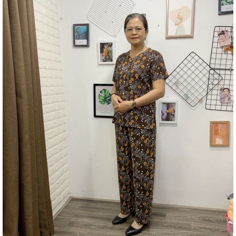 Bộ Lanh Dành Cho Người Trung TuổiBộ Tole Mặc Nhà Trung Niên Việt ThắngÁo Cài Khuy Quần Dài Cho Mẹ