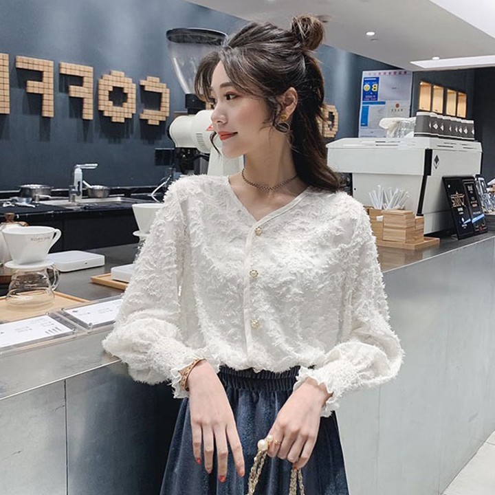 Áo Kiểu Voan Tơ Thêu Nữ Tính - New Thoi Trang