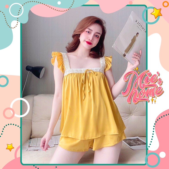 Đồ bộ mặc nhà ngủ đùi ngắn nữ, lụa satin mát mịn-Mie | BigBuy360 - bigbuy360.vn