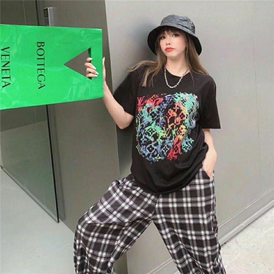 Lv Áo Thun In Họa Tiết graffiti Chữ V Thời Trang Cho Nam Nữ