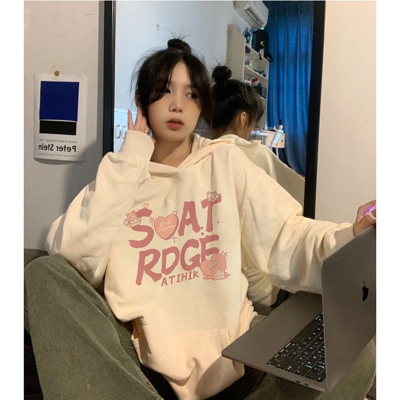 Áo hoodie Xiaozhainv mỏng cỡ lớn kiểu vintage đường phố cá tính cho nữ