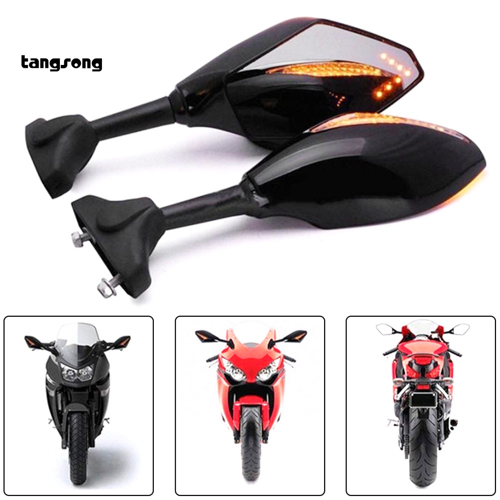 Set 2 Gương Chiếu Hậu Tích Hợp Đèn LED Cho Xe Mô Tô