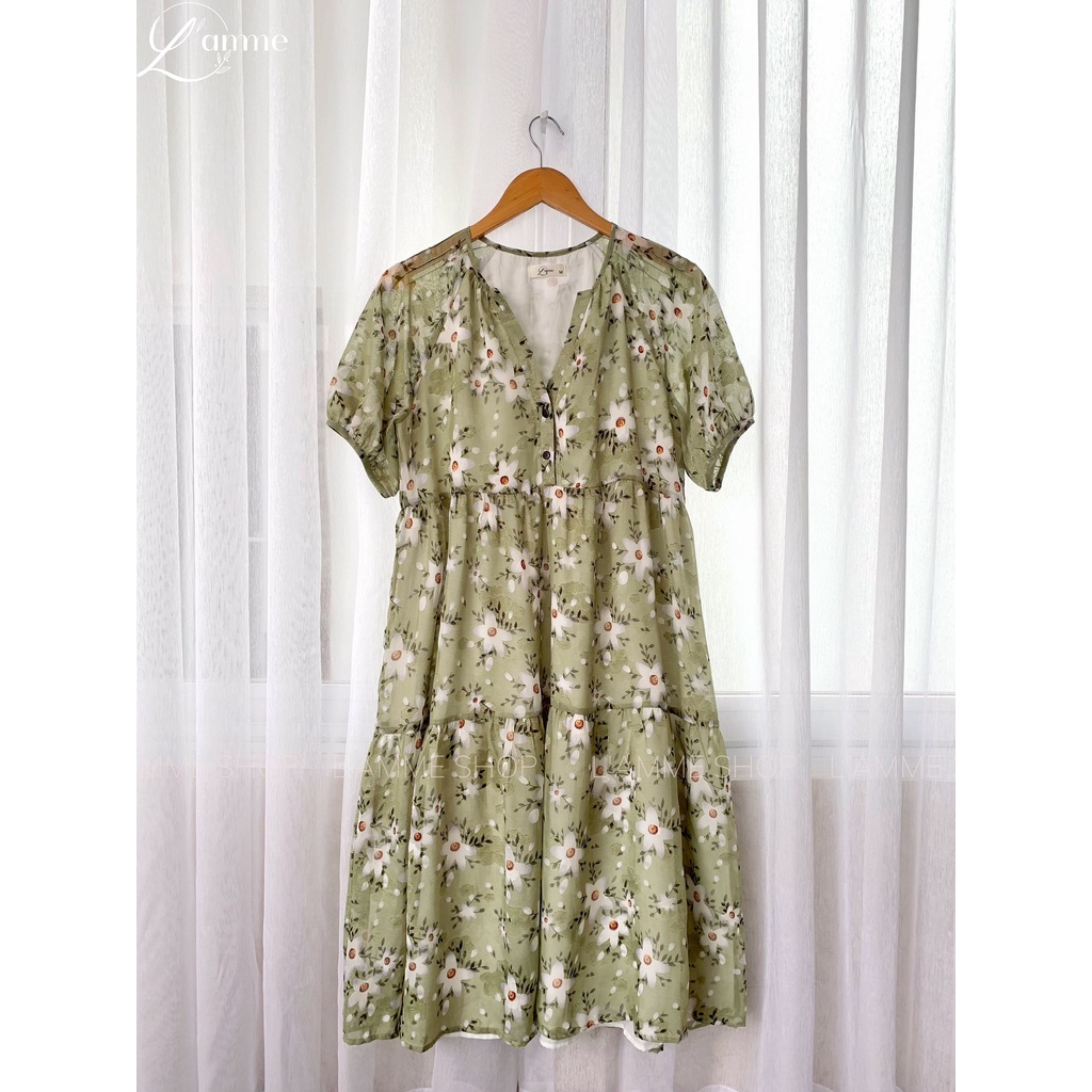 Đầm bầu hoa Gaia Dress chất voan nhẹ mát, bay bổng giúp che khuyết điểm thiết kế bới L'amme