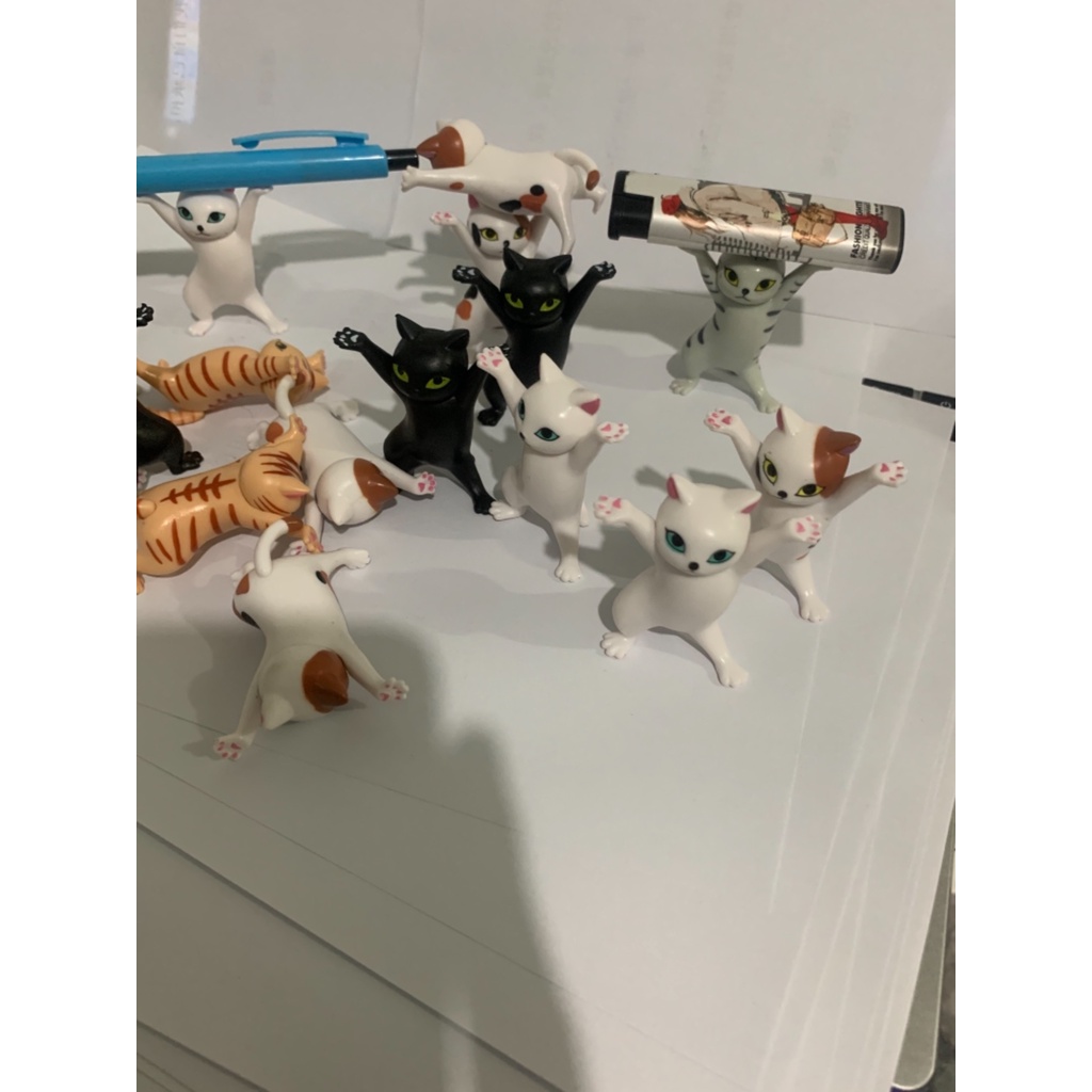 Bộ mô hình 5 mèo uốn éo chống tay decor, setup trang trí bàn làm việc cute - cao 5.5cm