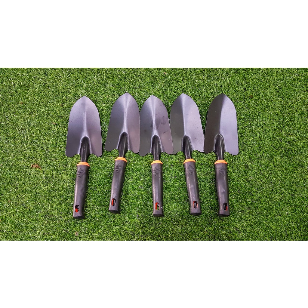 Xẻng mini làm vườn bằng thép Carbon tay cầm nhựa đa năng.