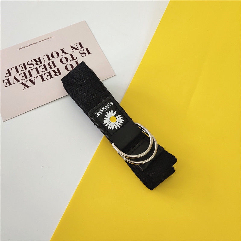 Dây thắt lưng vải canvas in họa tiết hoa cúc xinh xắn