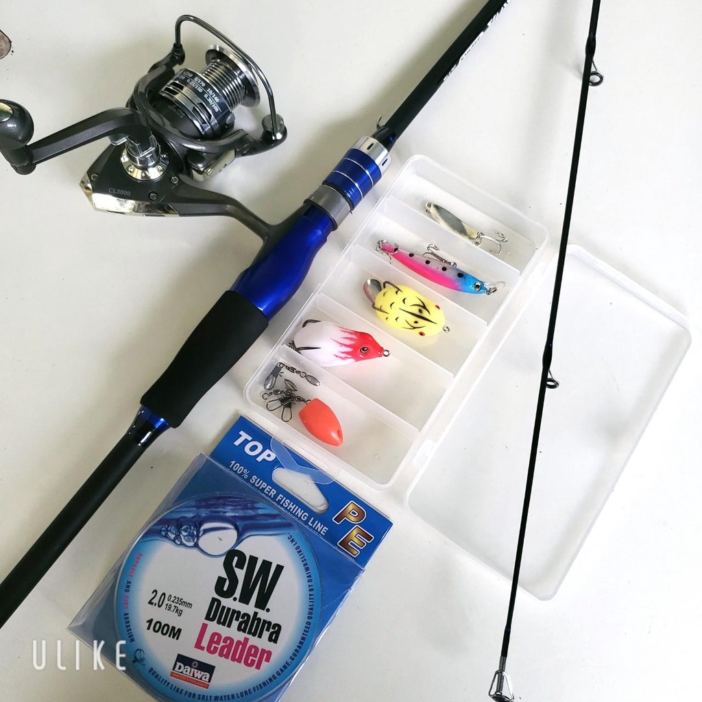 Bộ cần câu cá lure máy đứng 1.65m - 1.8m - 2.1m - 2.4m + Máy kim loại + dây câu lure + hộp mồi lure
