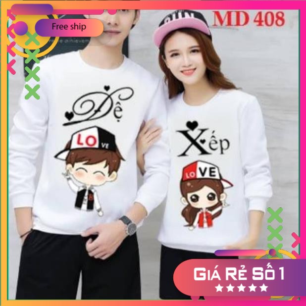 CHUYÊN SỈ Áo đôi cổ tròn xếp đệ K&T MT