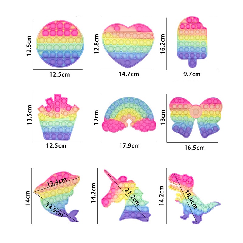 Pop It Tiktok 2021 Push Pop Fidget Toy Rainbow Color Finger Pressure Bubble Sensory Toys đồ chơi Bóp bong bóng thư giãn xả stress Đồ Chơi Giảm Căng Thẳng Cho Người Lớn