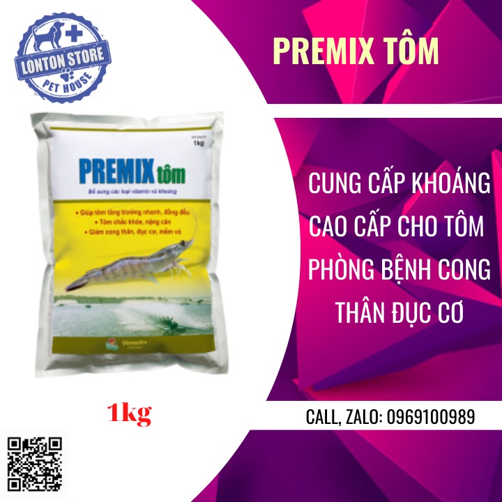 VEMEDIM Premix tôm, cung cấp vitamin, khoáng cho tôm, giúp tôm phát triển tốt, gói 1kg