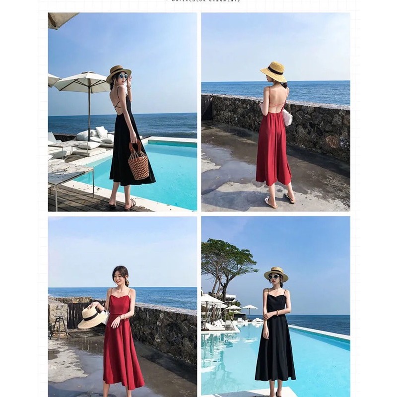 Pháp retro cổ chữ v sling váy đỏ voan phong cách kỳ nghỉ dài eo mỏng tính khí váy nữ mùa hè