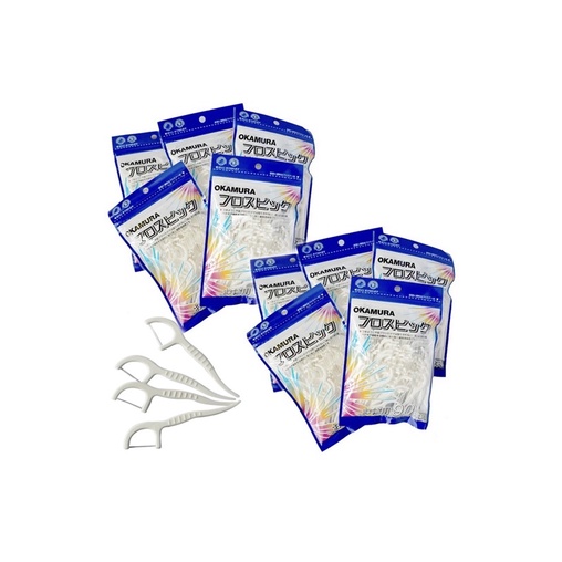 (COMBO 10)Combo 10 bịch tăm chỉ nha khoa Okamura 90 cây