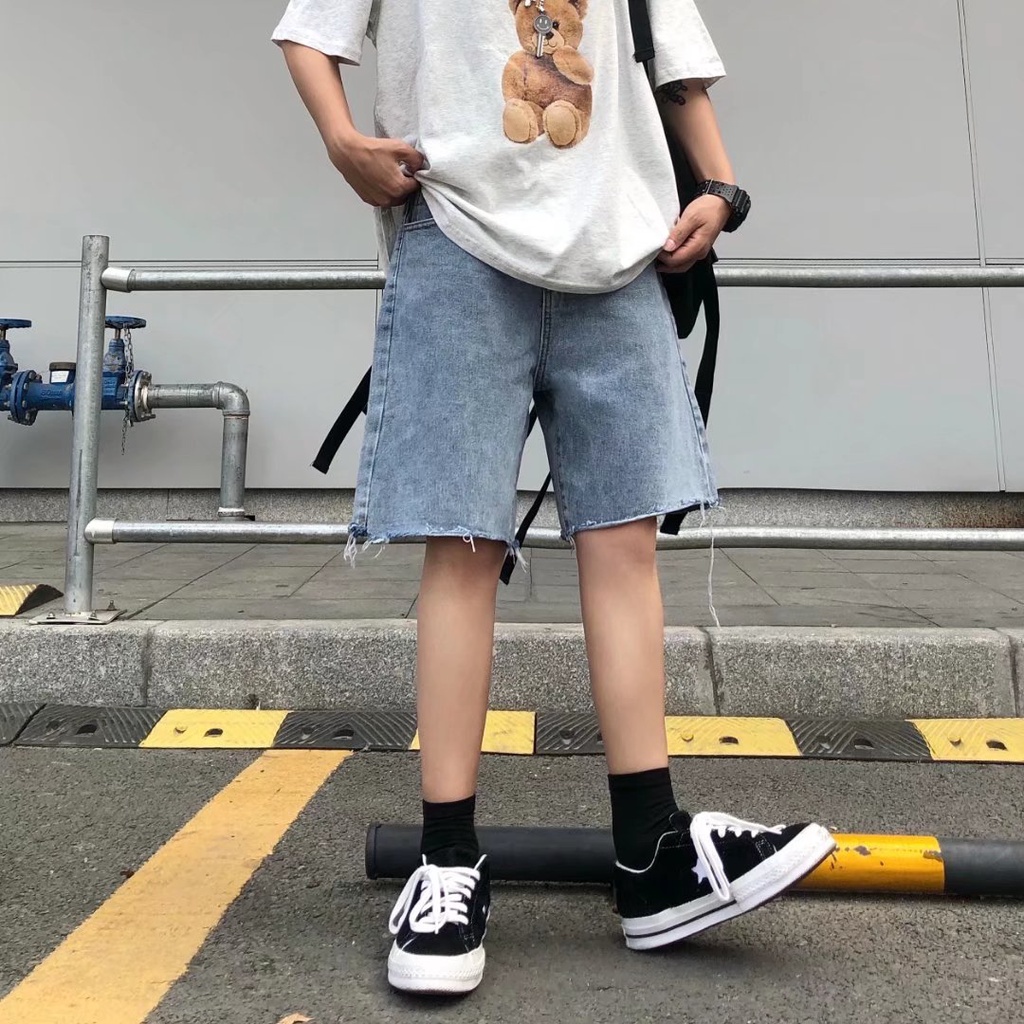 Quần Short Jeans Nam Nữ Thời Trang Quần Dài Nam Hàn Quốc QuầN Ngắn Nữ đơn Giản Quần Ngắn Nam Bông From Rộng Quần Short Jean Nam