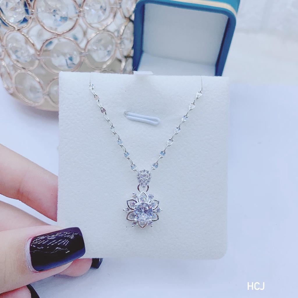 Dây chuyền nữ bạc thật mặt hoa đá sang chảnh - Kho sỉ bạc Nhất Linh