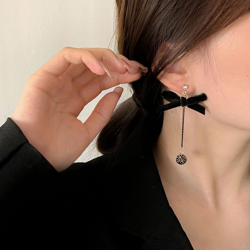 Bông Tai Hình Nơ Phối Tua Rua Phong Cách Vintage Dành Cho Nữ