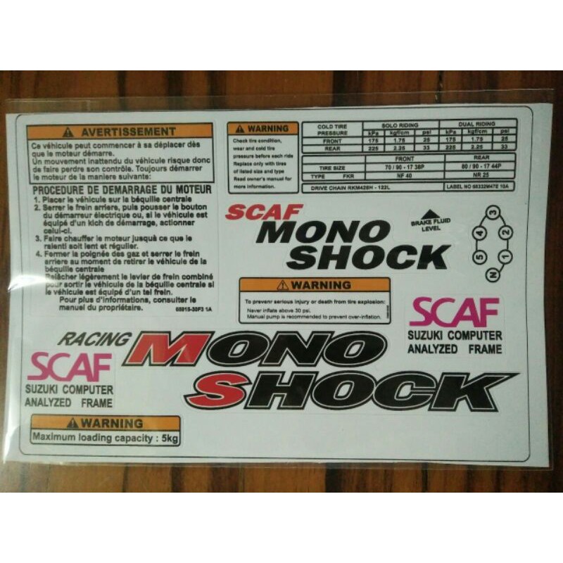 Bộ tem thông số Sport New Mono Shock