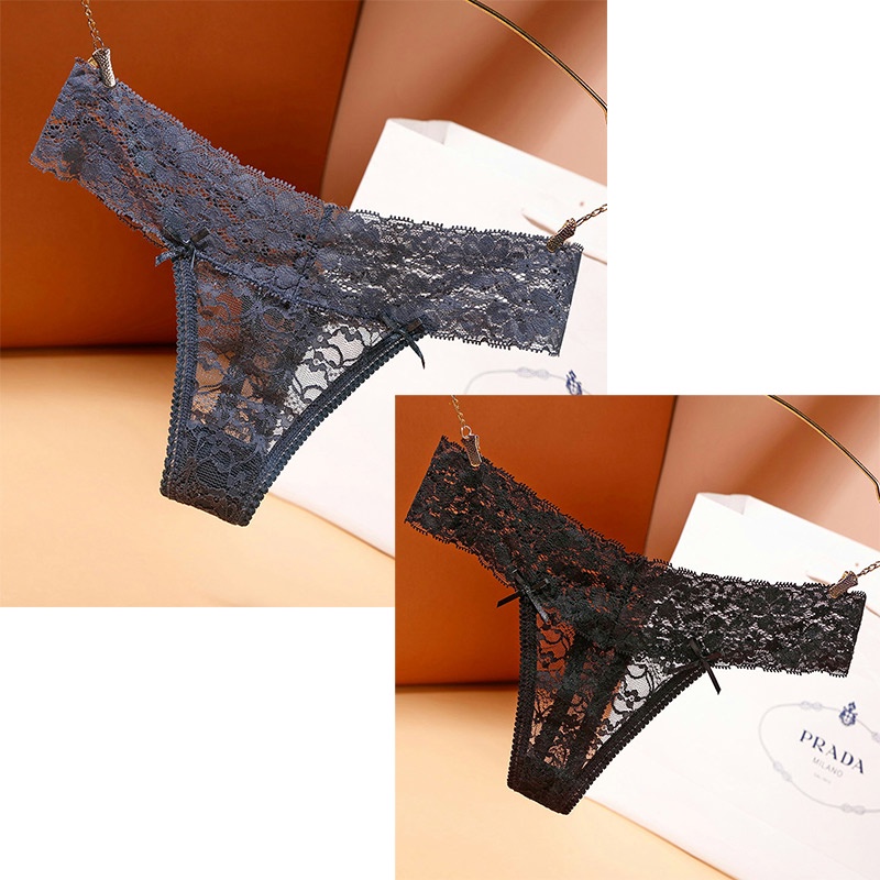 Set 3 quần lót ren lọt khe ZXYOUPING đính nơ trong suốt quyến rũ cho nữ