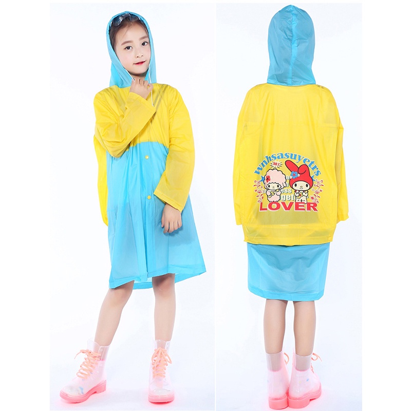 Áo Mưa PVC Dáng Dài Họa Tiết Hoạt Hình Xinh Xắn Dành Cho Bé