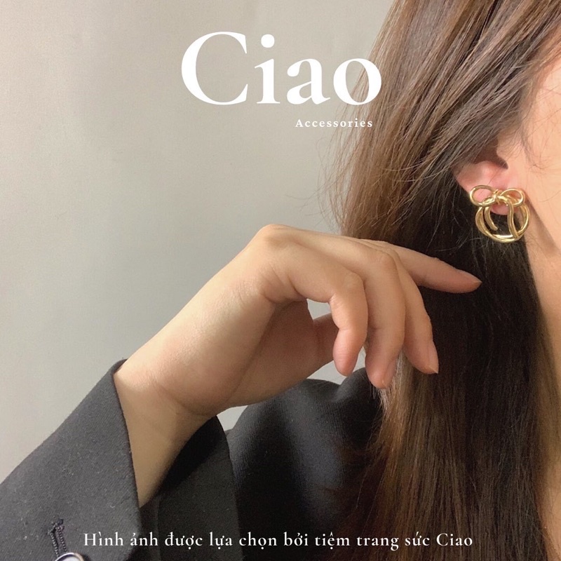 [HOẢ TỐC 1H] Khuyên tai/ Bông tai mạ bạc S925 thiết kế hình nơ xinh xắn Pretty Ciao