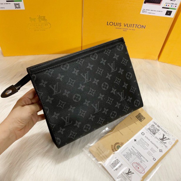 LDO Clutch Cầm Tay Lv, Túi Ví Da Cầm Tay Unisex Cho Cả Nam Và Nữ, Cỡ Vừa 20cmx15x5cm 12 YC46