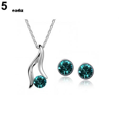 Bộ Dây Chuyền Và Khuyên Tai Cô Dâu Mạ Bạc Đính Đá Pha Lê