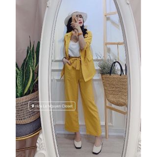SET VEST QUẦN DÀI ỐNG RỘNG VÀNG