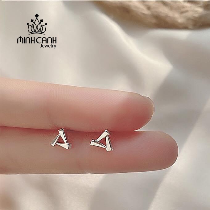 Hoa Tai Bạc Hình Tam Giác Ghép - Minh Canh Jewelry