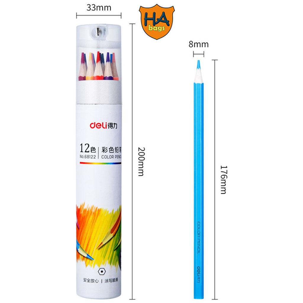 Bút chì màu dạng cốc 12 cây kèm gọt bút tiện dụng ở phần nắp cốc HB1012 phù hợp với học sinh vẽ, tô màu