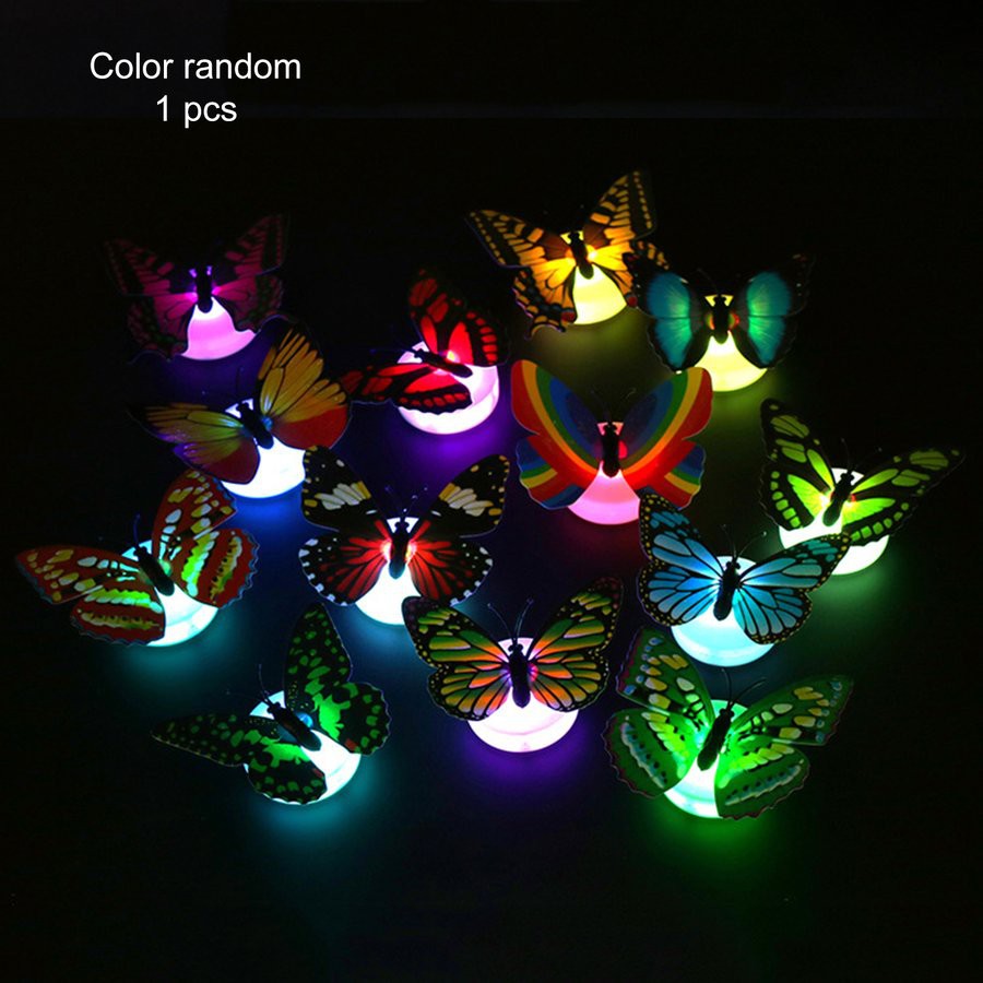 【COD】Colorful Butterfly Night Light Pasted LED Decorative Wall Light Wall Sticker