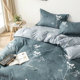 Cotton Poly Bộ Chăn Ga Gối Cây Xám