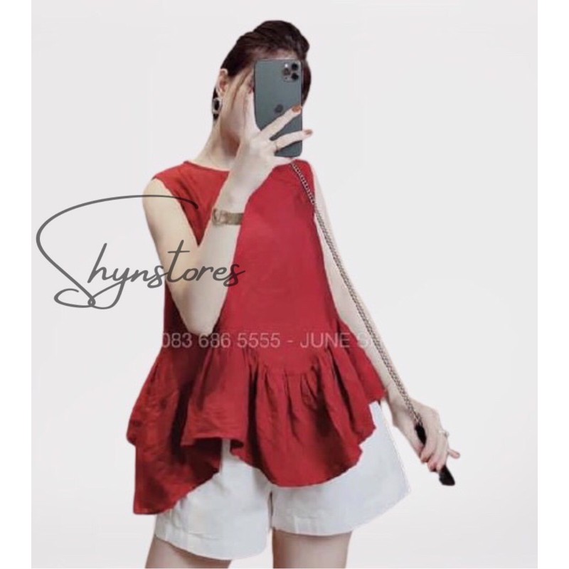 Set babydoll Shynstores áo khoét nách đuôi bèo kèm quần sooc chất vải đũi mềm mỏng nhẹ