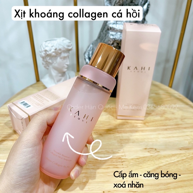 [Mẹ Kem]Xịt khoáng căng bóng da collagen cá hồi Kahi