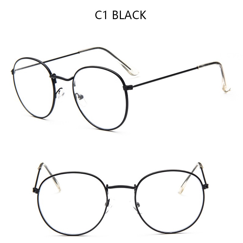 Kính mắt đọc sách gọng kim loại tròn phong cách retro thời trang