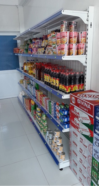 Kệ áp tường để hàng tạp hoá ( Cao 1m8 dài 90cm 5 tầng )